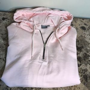ASOS Baby Pink Pullover Half Zip Hoodie